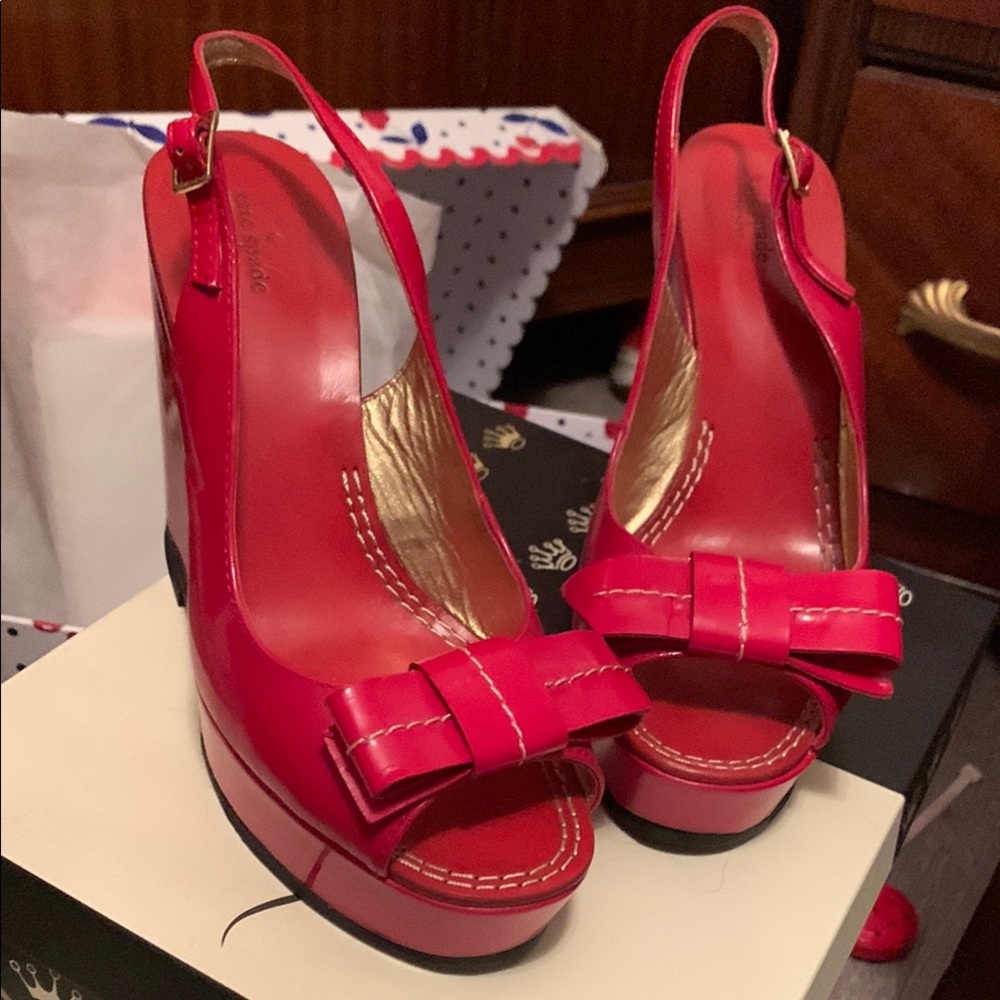 Red Peep-Toe Slingback Heels